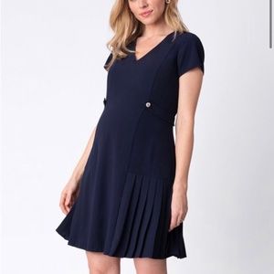 Seraphine V neck pleated hem maternity dress 8